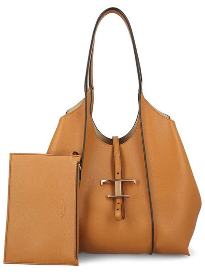 Logo T Timeless Leather Tote Bag Brown - TOD'S - BALAAN 2