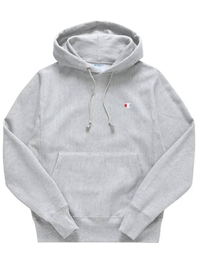 Reverse Weave Embroidered Logo Hoodie Grey - CHAMPION - BALAAN 6