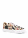 Vintage Check and Leather Sneakers Archive Beige - BURBERRY - BALAAN 4