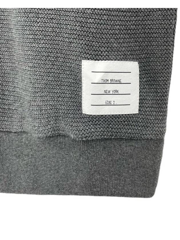 4 Bar Stripe Open Raschel Stitch Sweatshirt Grey - THOM BROWNE - BALAAN 5