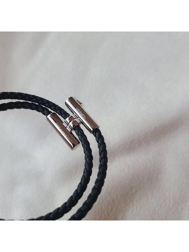 Tunis Tresse Palladium Bracelet Noir - HERMES - BALAAN 5