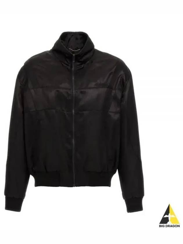 Satin Teddy Zip-Up Jacket Black - SAINT LAURENT - BALAAN 2