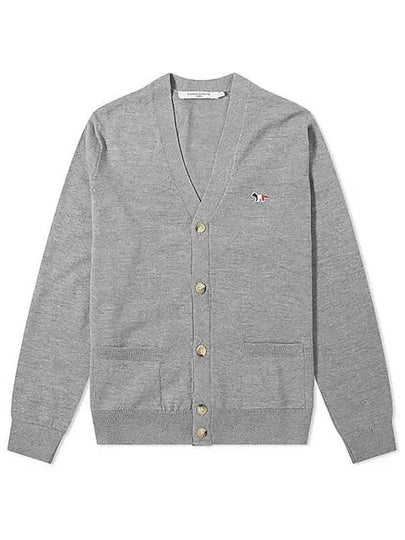 Tricolor Fox Patch Classic Cardigan Grey Melange - MAISON KITSUNE - BALAAN 2