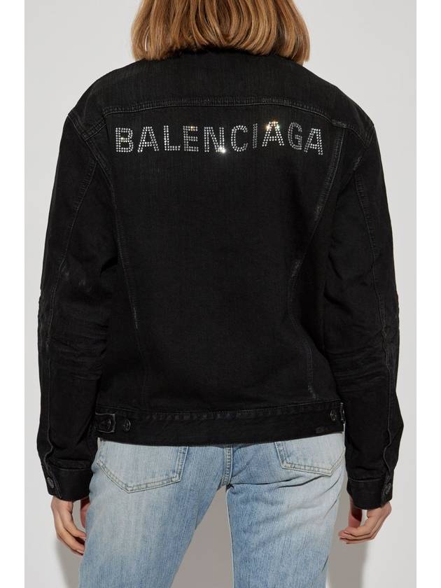 Balenciaga Denim Jacket With Vintage Effect, Women's, Black - BALENCIAGA - BALAAN 4