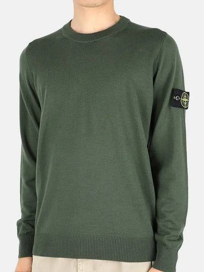 Logo Patch Round Neck Knit Top Green - STONE ISLAND - BALAAN 2