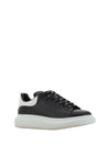 Oversized Leather Tab Low Top Sneakers Black - ALEXANDER MCQUEEN - BALAAN 3