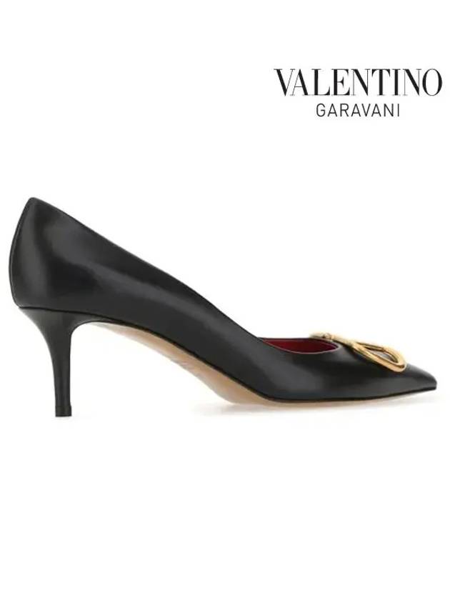 V Logo Signature Smooth Leather Pumps Heels Black - VALENTINO - BALAAN 5