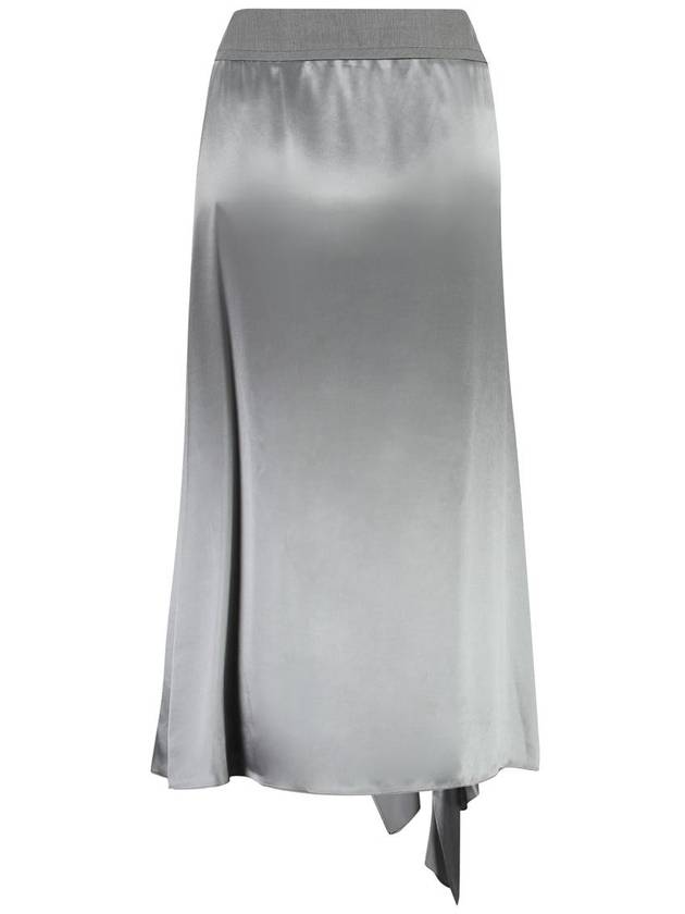 Satin Midi A-Line Skirt Grey - FENDI - BALAAN 3