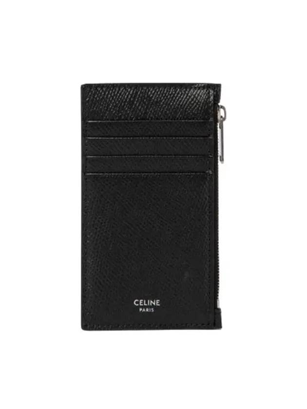 Grain Compact Zipper Card Wallet Black 10B683BEL 38SI - CELINE - BALAAN 2