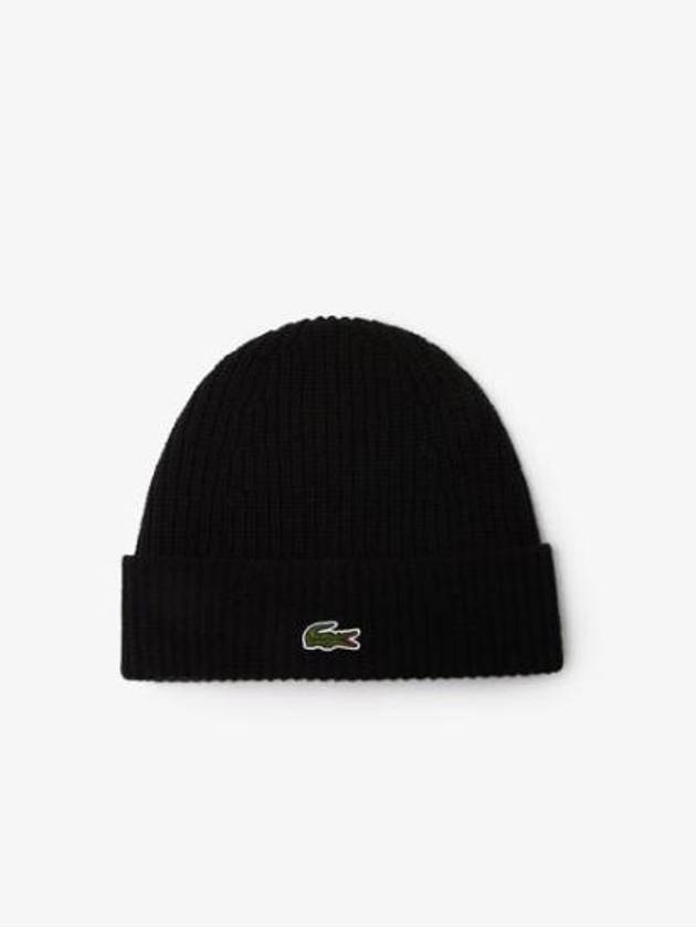 Logo Patch Wool Beanie Black - LACOSTE - BALAAN 2