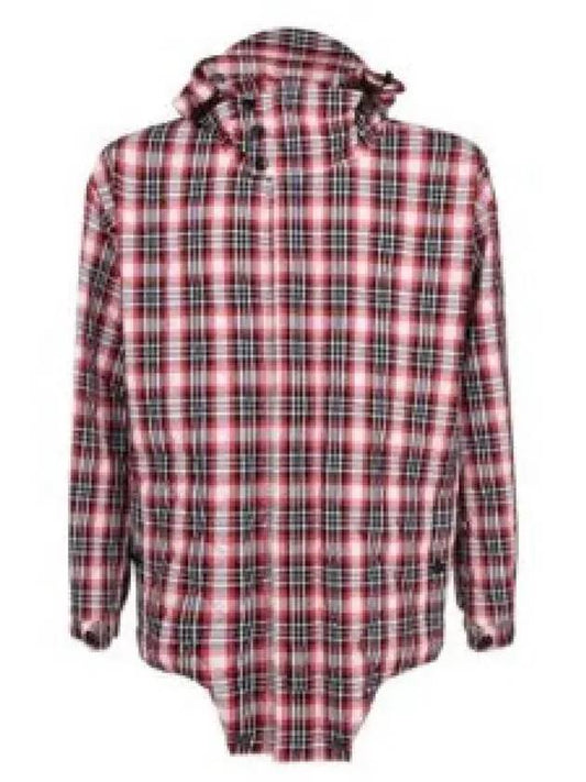 Men's Check Print Parka Hooded Jacket Red - BURBERRY - BALAAN 2