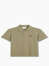 Men's Heart Logo Polo Shirt Heather Sage - AMI - BALAAN 2