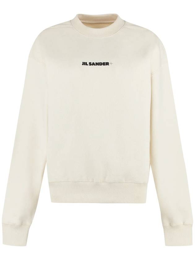 Front Logo Cotton Sweatshirt Beige - JIL SANDER - BALAAN 2