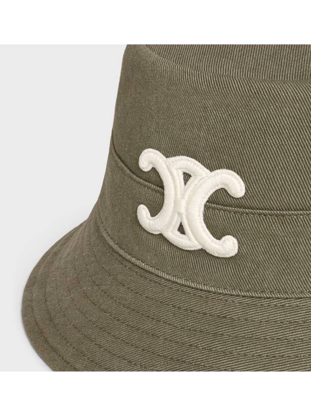 Triomphe Cotton Gabardine Bucket Hat Khaki - CELINE - BALAAN 4