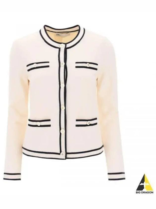 Kendra Button-Up Crew Neck Cardigan Ivory - TORY BURCH - BALAAN 2