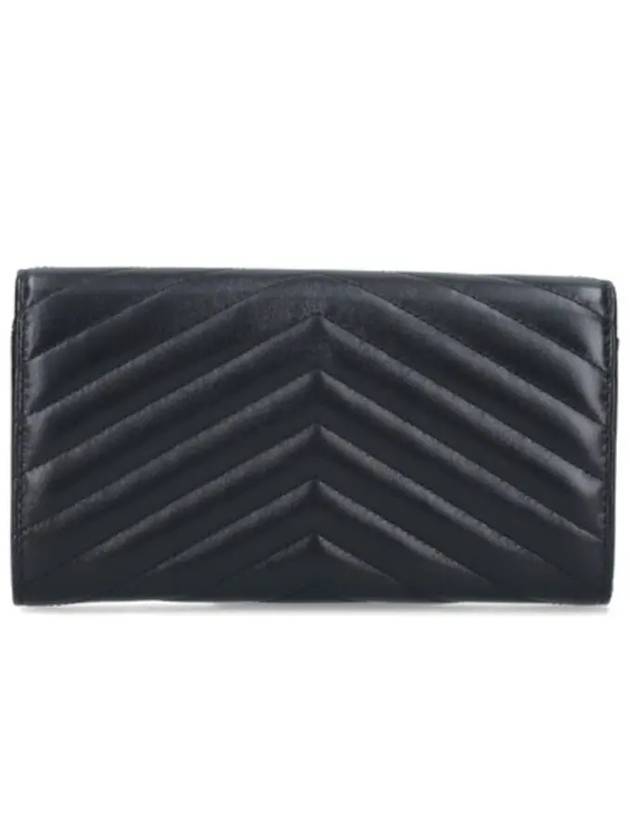 Cassandre Matelasse Large Flap Lambskin Long Wallet Black - SAINT LAURENT - BALAAN 4