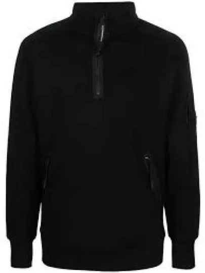 Diagonal Raised Fleece Half Zipped Sweatshirt Black - CP COMPANY - BALAAN 2