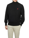 Men's Heart Logo Wool Turtleneck Black - AMI - BALAAN 5