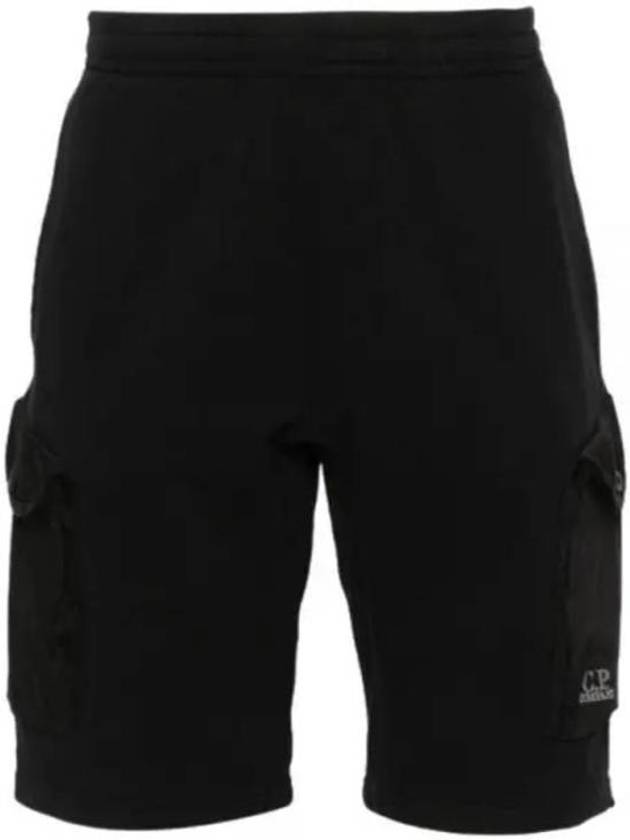 Cotton Fleece Mixed Cargo Shorts Black - CP COMPANY - BALAAN 2