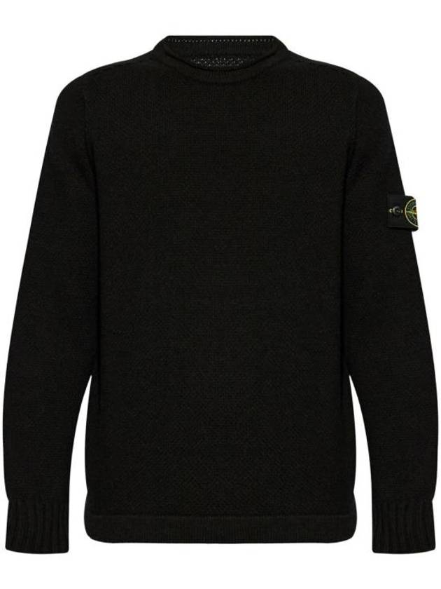 Compass Badge Wool Knit Top Black - STONE ISLAND - BALAAN 2