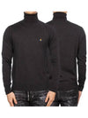 Men's Embroidered Logo Knit Turtleneck Black - VIVIENNE WESTWOOD - BALAAN.