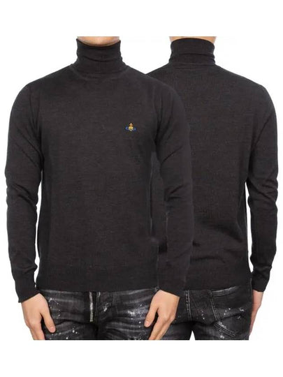 Men's Embroidered Logo Knit Turtleneck Black - VIVIENNE WESTWOOD - BALAAN 2