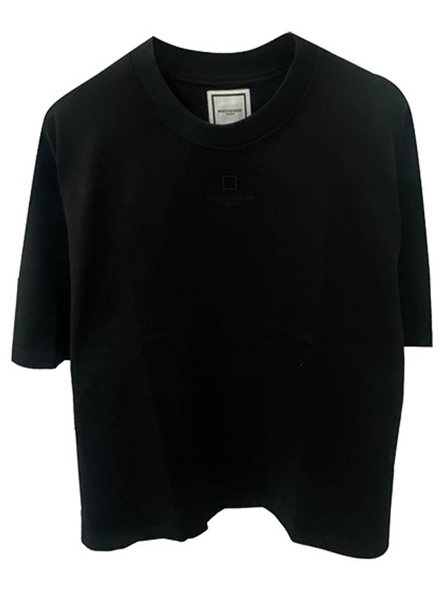 W241TS10714B Embroidered Logo Round Short Sleeve TShirt Black Men's TShirt TTA - WOOYOUNGMI - BALAAN 1