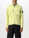 Front Pocket Wappen Patch Overshirt Zip-Up Jacket Lemon - STONE ISLAND - BALAAN 3