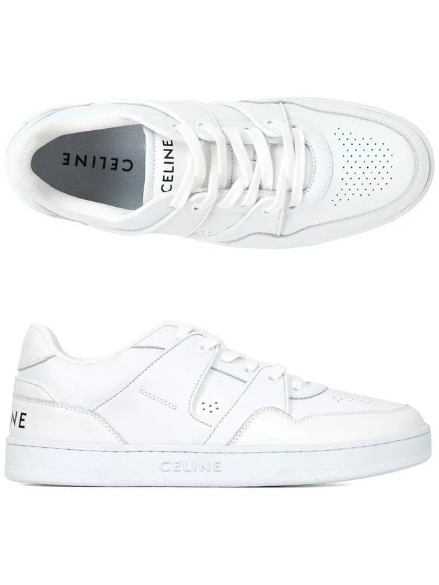 Men's Lace Up Calfskin Low-Top Sneakers Optic White - CELINE - BALAAN 2