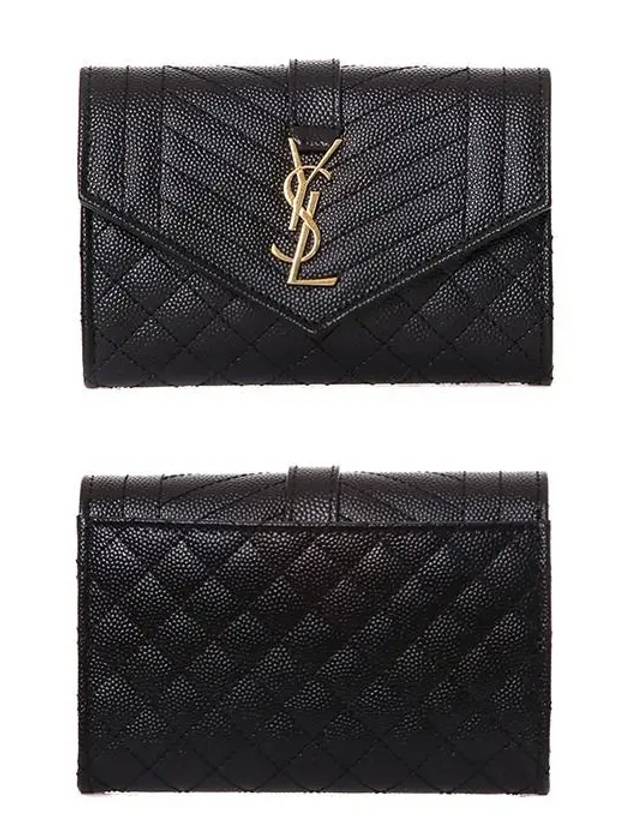 Matelasse Monogram Envelope Small Half Wallet Black - SAINT LAURENT - BALAAN 2