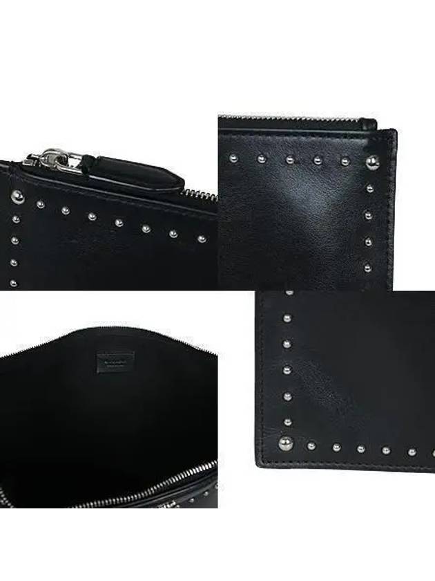 BC06822681 Silver logo studded black leather unisex clutch bag - GIVENCHY - BALAAN 5