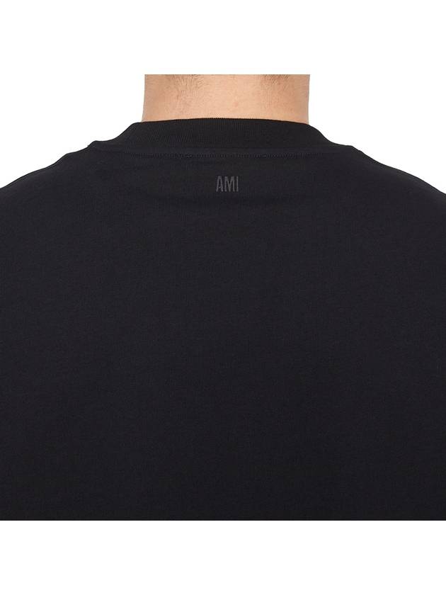 Logo Cotton Short Sleeve T-Shirt Black - AMI - BALAAN 7