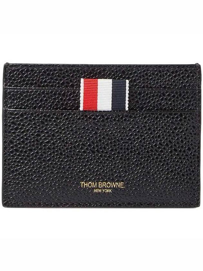 Stripe Note Compartment Pebble Grain Leather Card Wallet Black - THOM BROWNE - BALAAN 2