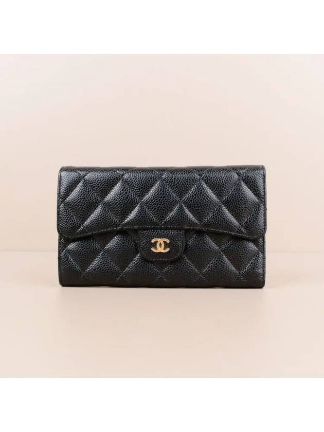 Caviar flap long wallet black gold A31506 Y01864 C3906 - CHANEL - BALAAN 1