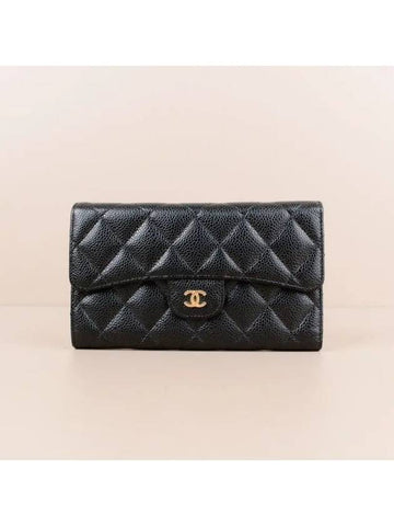 Caviar flap long wallet black gold A31506 Y01864 C3906 - CHANEL - BALAAN 1