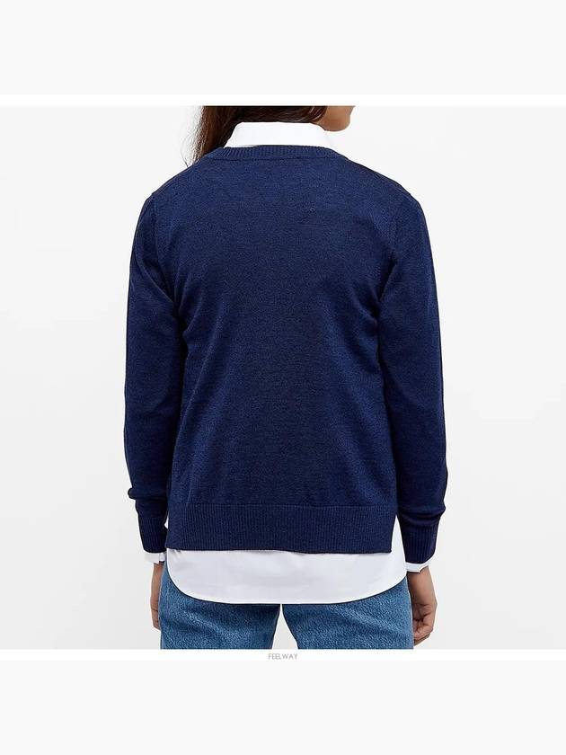 Fox Head Patch Knit Cardigan Navy Melange - MAISON KITSUNE - BALAAN.