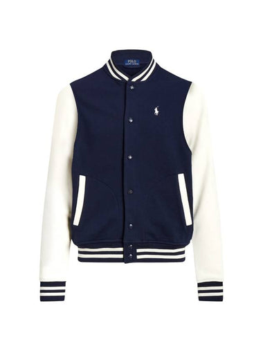 Embroidery Pony Logo Fleece Baseball Bomber Jacket Navy - POLO RALPH LAUREN - BALAAN 1