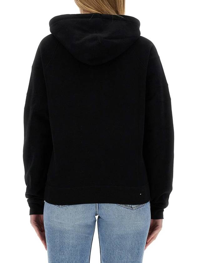 Front Logo Cotton Hoodie Black - SAINT LAURENT - BALAAN 4