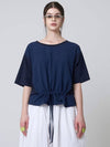 Block Patch Short Sleeve T-Shirt Dark Blue - ATHPLATFORM - BALAAN 2