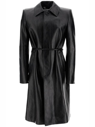 Hem leather single coat black - ALEXANDER MCQUEEN - BALAAN 1