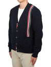 RWB Striped Intarsia Cotton Cardigan Navy - THOM BROWNE - BALAAN 4