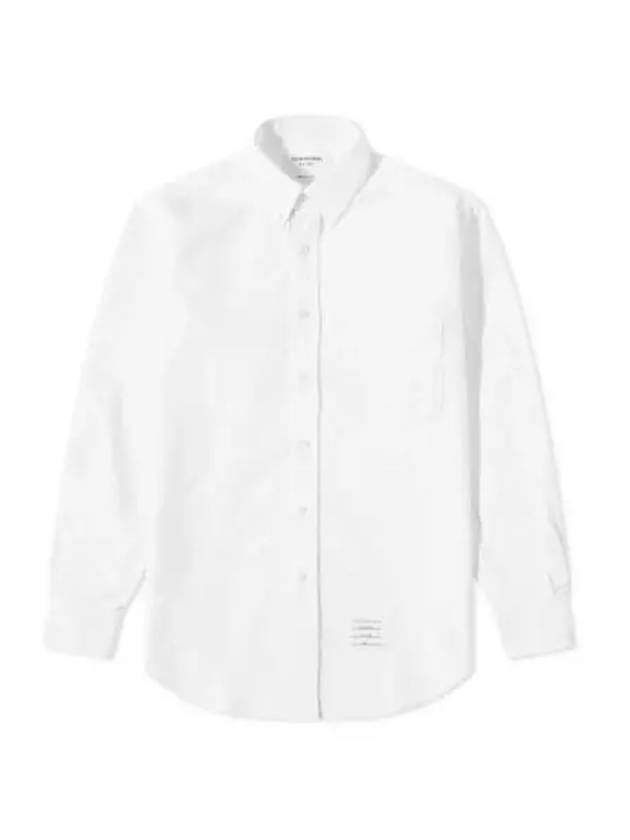 Oxford Grosgrain Placket Cotton Long Sleeve Shirt White - THOM BROWNE - BALAAN 2