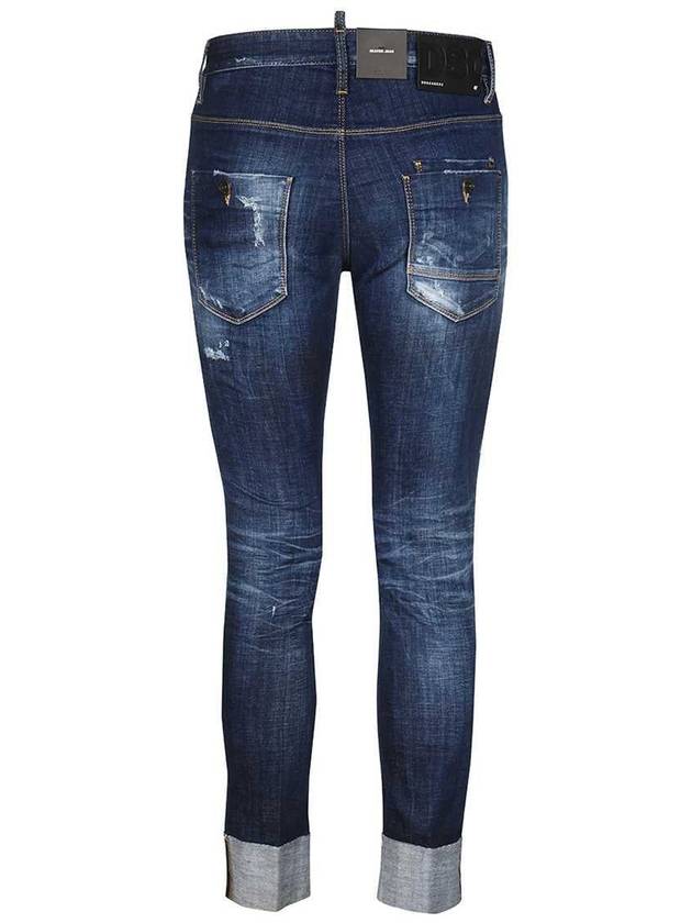 Men's Distressed Effect Crop Jeans Blue - DSQUARED2 - BALAAN 3