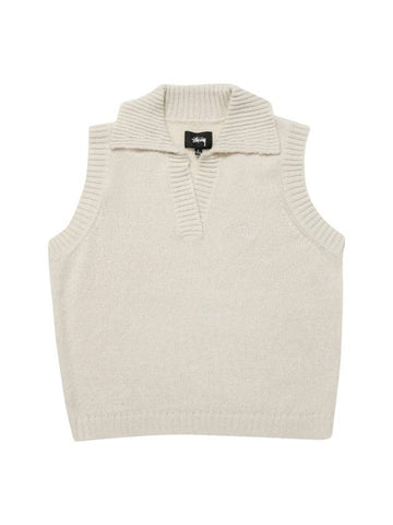 Graffiti Collar Knit Vest Cream Beige - STUSSY - BALAAN 1