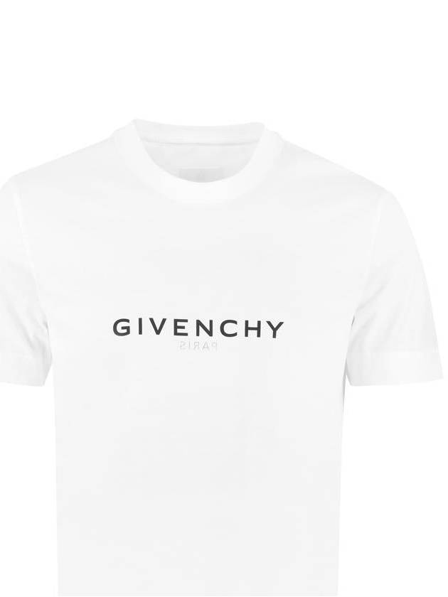 Men's Reverse Logo Round Slim Short Sleeve T-Shirt White - GIVENCHY - BALAAN 2