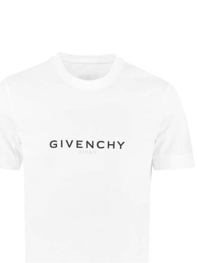 Men's Reverse Logo Round Slim Short Sleeve T-Shirt White - GIVENCHY - BALAAN 2