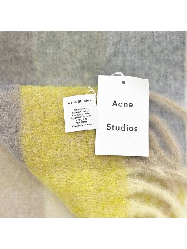 Mohair Check Fringe Scarf Yellow Gray CA0023 - ACNE STUDIOS - BALAAN 3