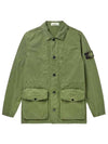 Brushed Cotton Canvas Old Effect Jacket Green - STONE ISLAND - BALAAN 1