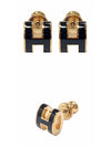 H608002F O03 Mini Pop Ache Rose Gold Hardware Earrings Noir TRM - HERMES - BALAAN 4