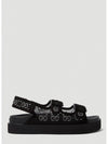 Crystal GG Jacquard Platform Sandals Black - GUCCI - BALAAN 1